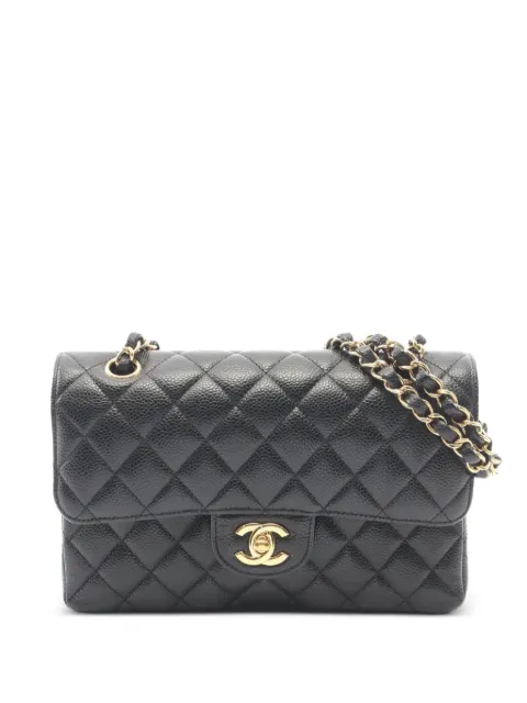 CHANEL Pre-Owned 2019 Matelassé double-flap leather shoulder bag Black 109222827550079