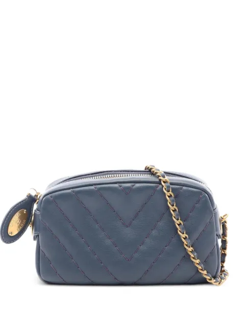 CHANEL Pre-Owned 2012 Chevron chain-strap leather shoulder bag Blue 109460416169229
