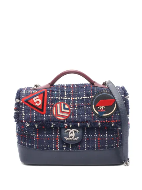 CHANEL Pre-Owned 2016-2017 Airline tweed tote bag Blue 109433922463948