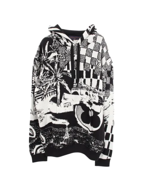 Louis Vuitton Pre-Owned 2020s Paris Collage jacquard hoodie Black 1092684