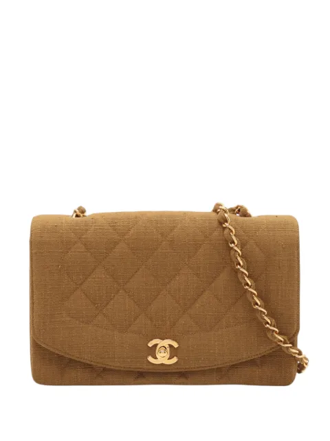 CHANEL Pre-Owned 1991-1994 Medium Jersey Diana Flap crossbody bag Brown 55DYQ66OESCFGFLH