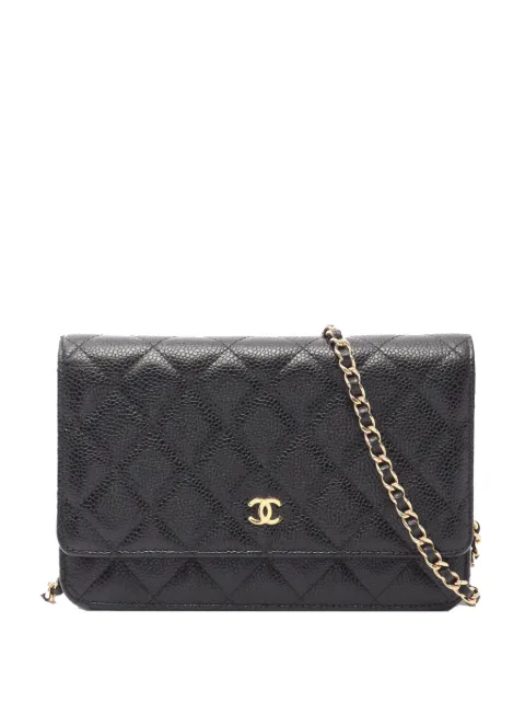 CHANEL Pre-Owned 2019 CC Quilted Caviar Wallet on Chain crossbody bag Black VJL8OLL3YZPGMOBC
