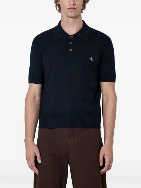 Vivienne Westwood embroidered-motif ribbed-trim polo shirt Black 27010036Y001VN402