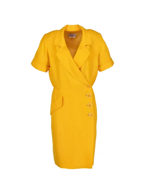 Saint Laurent Pre-Owned wrap-style button-down mini dress Yellow MR652618