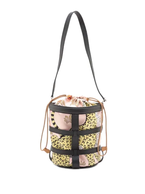 Hermès Pre-Owned 2016 Les Léopards Silk and Epsom Sac Musardine bucket bag Orange 0DVPOFJLSKSCFNSM