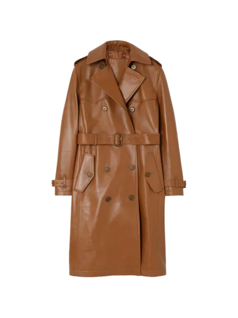 Burberry long leather Foxfield trench coat Brown 8128085