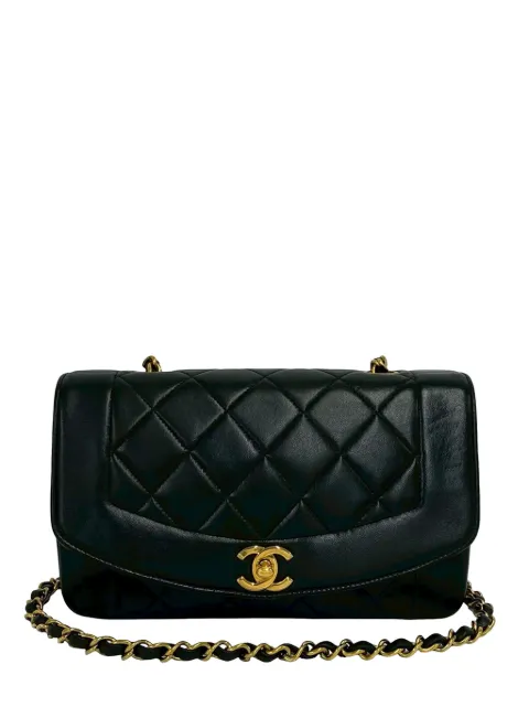 CHANEL Pre-Owned 1989-1995 Small Quilted Lambskin Diana Single Flap shoulder bag Black 4HQBEY2A0BANAI8S