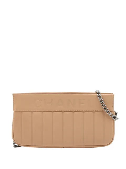 CHANEL Pre-Owned 2003-2004 Vertical Quilt Lambskin Chain Pochette shoulder bag Neutrals E4CYXM7R1IGMZ268