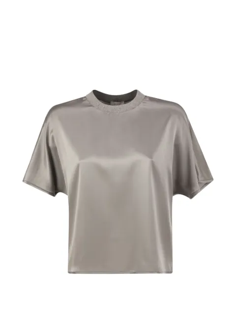 Peserico lurex-knit T-shirt Grey A06865B2372B71