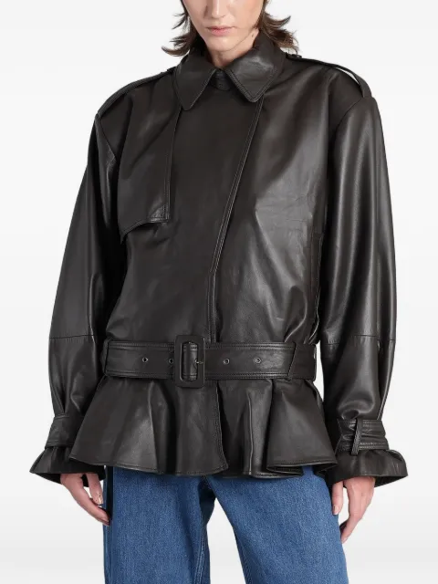 ROTATE BIRGER CHRISTENSEN biker leather jacket dark brown Brown 115187
