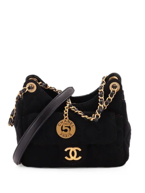 CHANEL Pre-Owned Wavy CC Quilted Jersey Small hobo bag Black UYE13A9VREEZG3HO