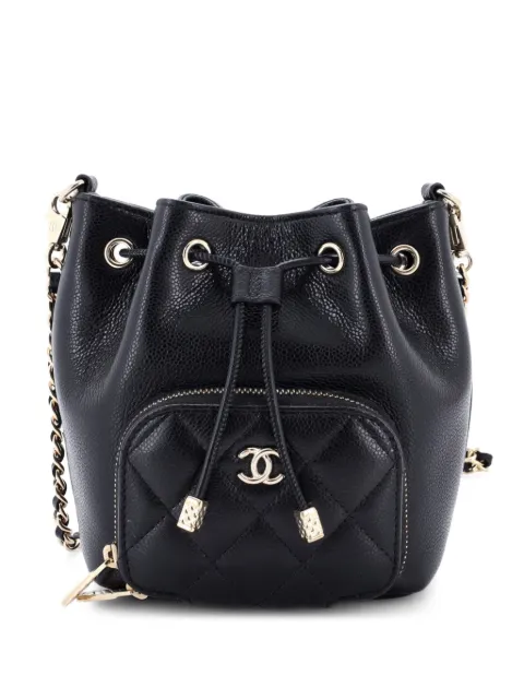 CHANEL Pre-Owned Business Affinity Top Handle Drawstring Bucket Bag Quilted Caviar Mini satchel Black U1IR9EZTSAR9PL7I