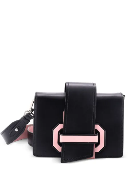 Prada Pre-Owned Plex Ribbon Shoulder Bag City Calfskin Small crossbody bag Black SHKKJ1VT4RR3UW3N