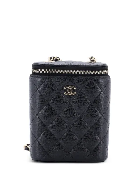 CHANEL Pre-Owned Vertical Classic Vanity Case with Chain Quilted Caviar Small shoulder bag Black FTMX55L24R9PPCCS