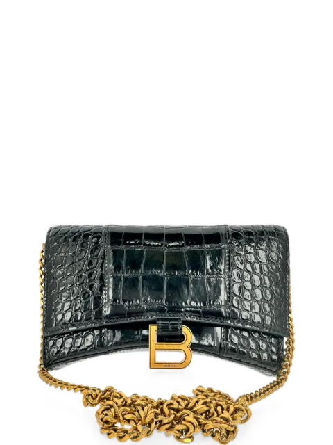 Balenciaga Pre-Owned Hourglass croc-embossed crossbody bag Black RFCPUGBBA757872W