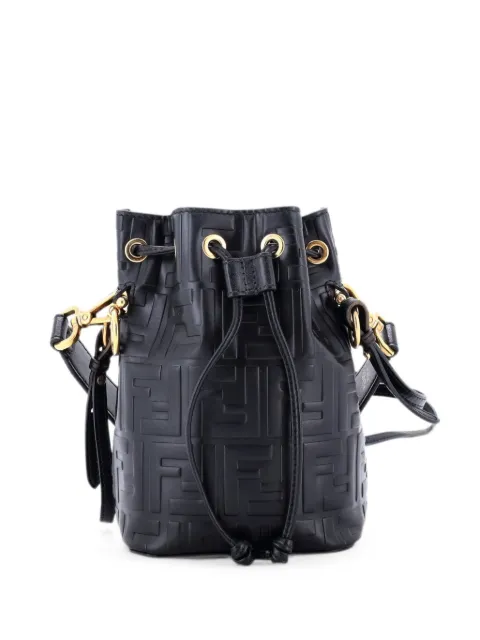 Fendi Pre-Owned Mon Tresor Zucca Embossed Leather Mini bucket bag Black RKJRIOKNHNUSFTIU