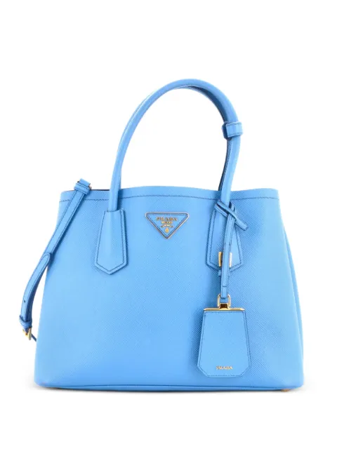 Prada Pre-Owned Cuir Double Saffiano Leather Small tote bag Blue QCALHLXZNA6BUWLE