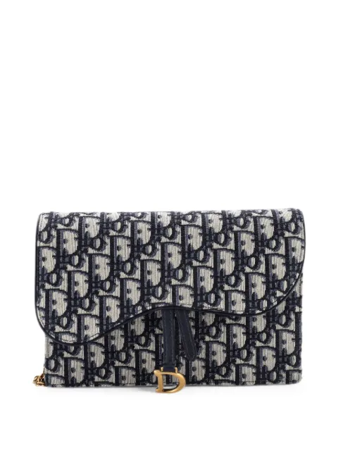 Christian Dior Pre-Owned Saddle Chain Oblique Canvas clutch bag Blue EUTWWVFW9WRWEN7Z