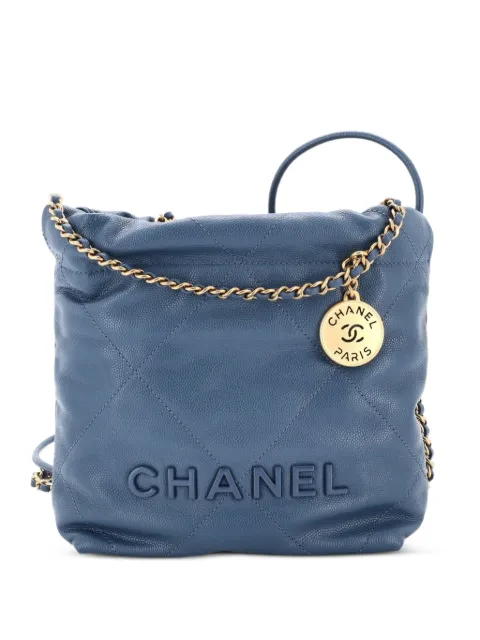 CHANEL Pre-Owned 22 Chain Quilted Caviar Mini hobo bag Blue ER0DBBL0D2MQYADJ