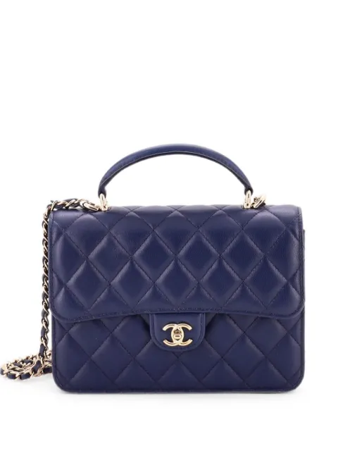 CHANEL Pre-Owned CC Top Handle Quilted Lambskin Small backpack Blue P75J0LYMUY1DGDR8