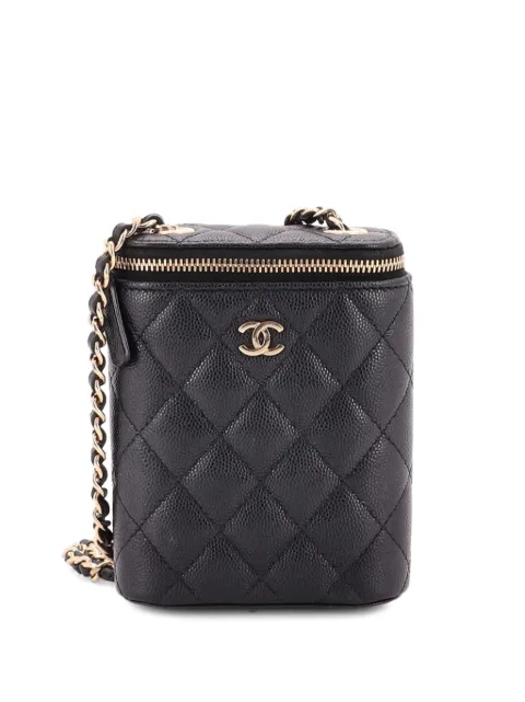 CHANEL Pre-Owned Vertical Classic Vanity Case with Chain Quilted Caviar Small shoulder bag Black P0DOVM0RJYAM21GH