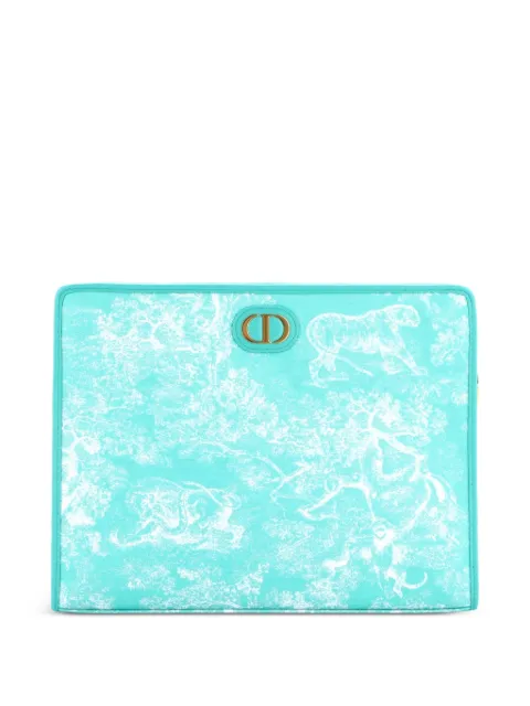 Christian Dior Pre-Owned 30 Montaigne Zip Pouch Jacquard Canvas Medium clutch bag Green OJWIRI621RHCJ7P2