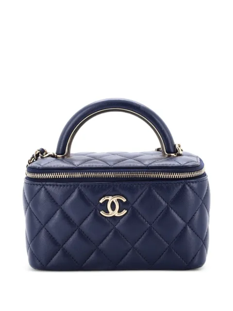 CHANEL Pre-Owned Charming Handle Vanity Case with Chain Quilted Lambskin Small satchel Blue CE8HCVRUWE1UIP3Y