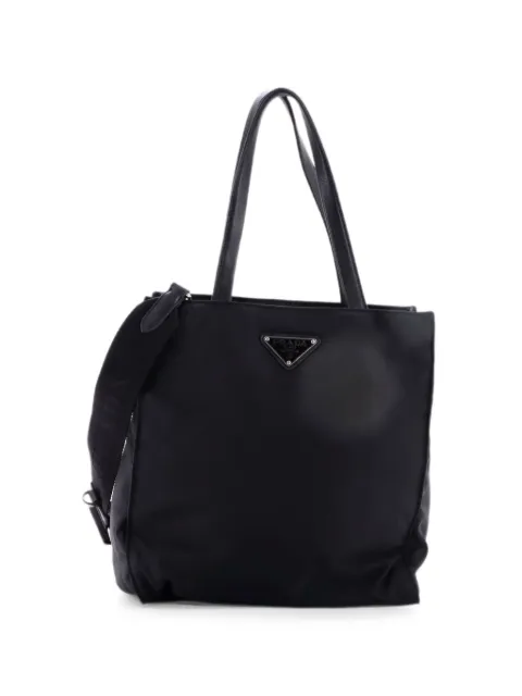 Prada Pre-Owned Padded Convertible Shopping Re-Nylon with Leather Medium tote bag Black Z55X6TAZNI1XYAJ6