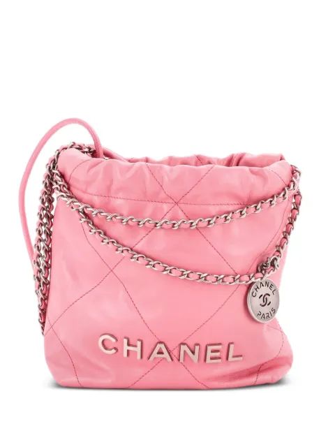 CHANEL Pre-Owned 22 Chain Hobo Quilted Calfskin Mini crossbody bag Pink Z4L7MX1XZLD2EA5T
