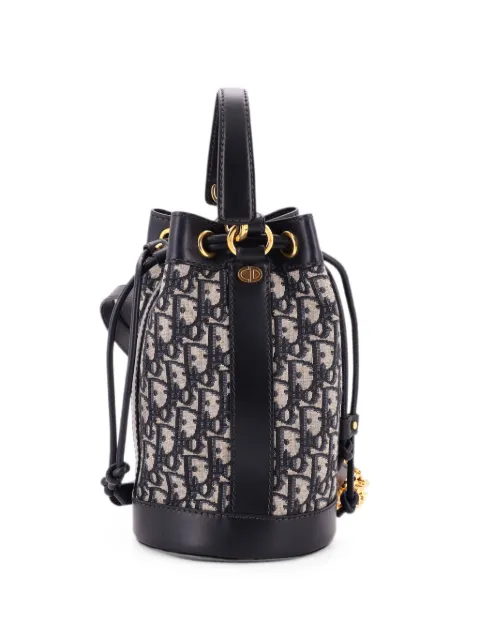 Christian Dior Pre-Owned Drawstring Oblique Canvas Small backpack Blue XKYBDCC0PAMG4RS9