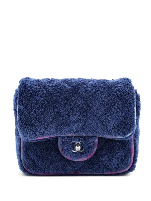 CHANEL Pre-Owned Classic Single Flap Bag Quilted Terry Cloth and Ribbon Small crossbody bag Blue 6RYR1DUJHJBJ45YW