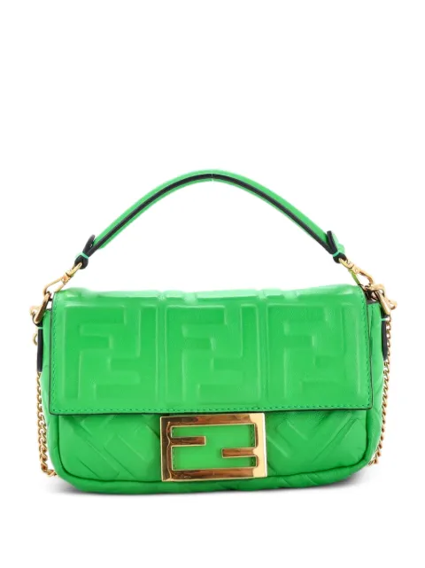 Fendi Pre-Owned Baguette NM Bag Zucca Embossed Leather Mini crossbody bag Green 6950940K84QIA6BR