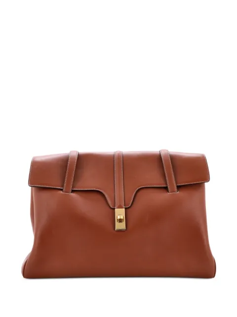 Celine Pre-Owned Soft 16 Bag Smooth Calfskin Large shoulder bag Brown 5IXL9EYTCJGS1MH4