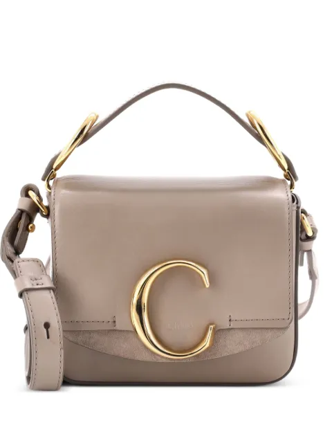 Chloé Pre-Owned C Flap Bag Leather Mini crossbody bag Grey N37QZEFIU64Q3ICB