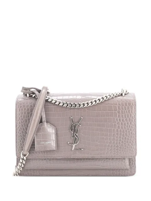 Saint Laurent Pre-Owned Sunset Crocodile Embossed Leather Medium crossbody bag Grey 4UCE0C6Z0OFC6N7R