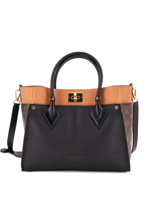 Louis Vuitton Pre-Owned On My Side Leather with Monogram Canvas MM tote bag Black 49Z0K04XF9FF8B0O