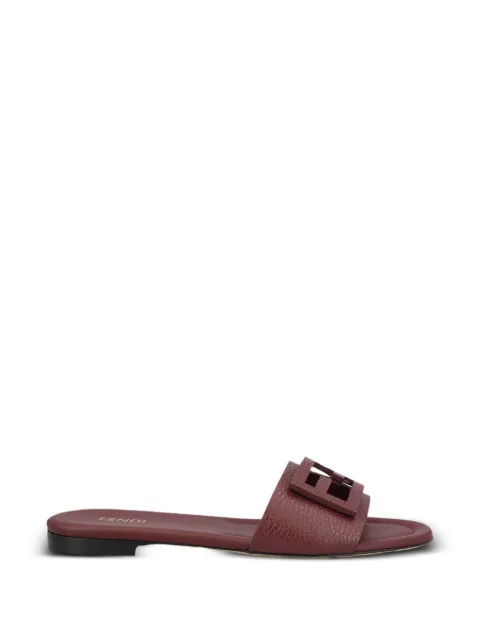 FENDI Baguette burgundy leather slides Red 8R9264B1RF