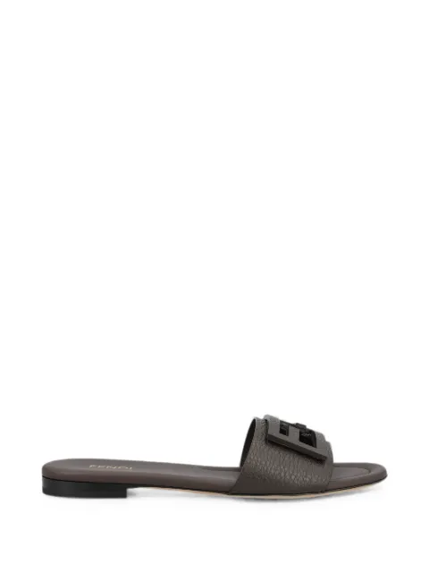 FENDI Baguette dark brown leather slides Brown 8R9264B1RF