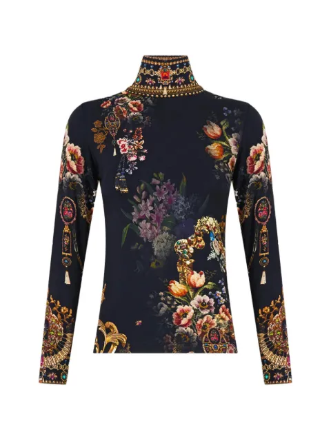 Camilla floral-print turtleneck top Black 00042443