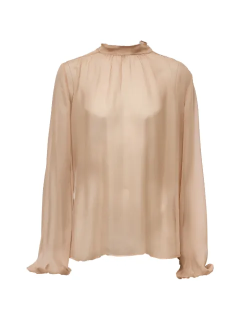 Nº21 pussy-bow sheer blouse Neutrals 26IN2M0G1025586