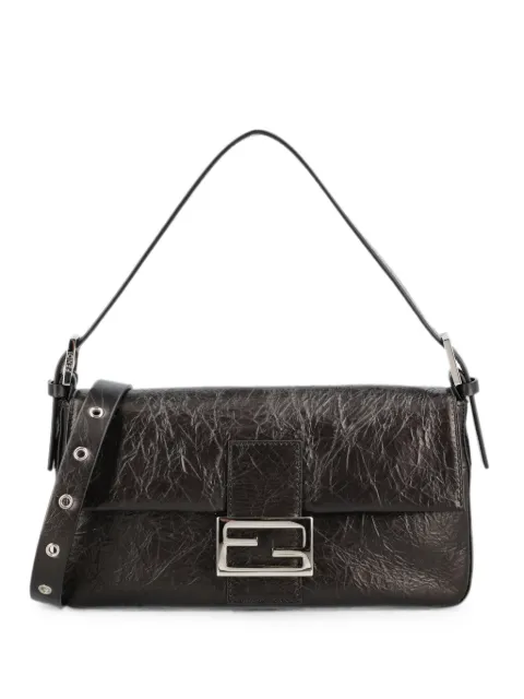 FENDI Baguette® 26424 crackled black leather bag Black 8BR850B14M