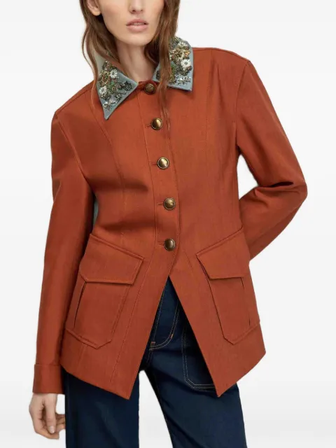 Veronica Beard Laramie bead-embellished jacket Orange 2607SU12370470