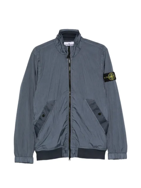 Stone Island logo-patch zip-up jacket Blue L2S154100002S0A23