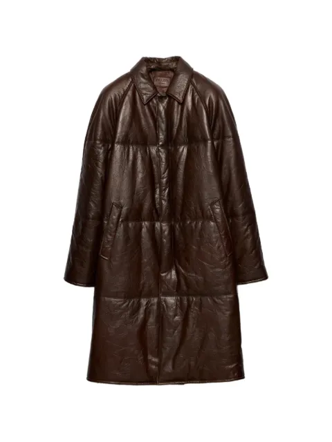 Prada padded nappa-leather coat Brown UPS720SOOO1968