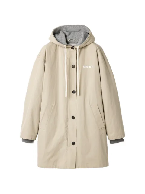 Miu Miu Single-breasted Panama cotton and fleece caban jacket Neutrals MQ0008SOOO6030