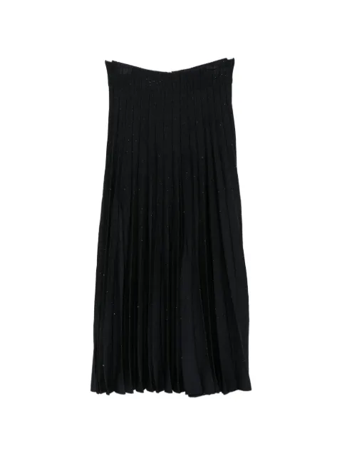 Balmain pleated sequin-embellished mid skirt Black HF1LE745KK04