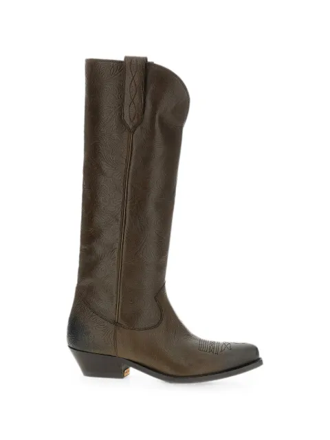 Golden Goose Wish Star embossed-floral western boots Brown GWF01137F008813