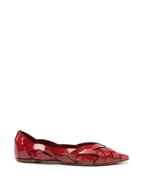 Del Carlo woven patent-leather ballet flats Red 12101