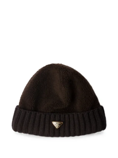 Prada fleece and wool beanie Brown 1HC6162ZTD