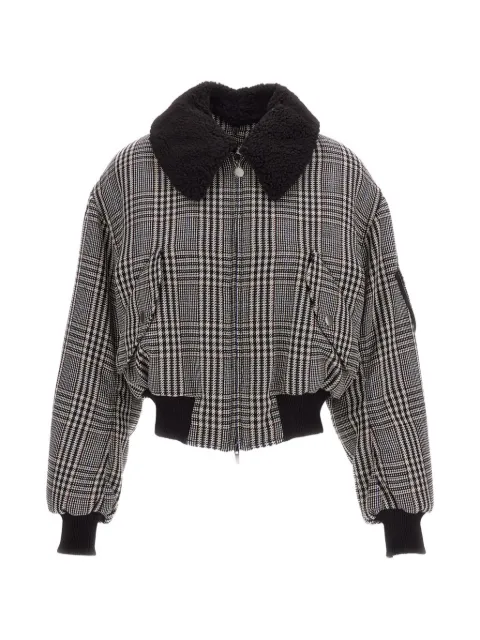 Stella McCartney houndstooth-check faux-fur collar jacket Grey 6801573IQ7051108